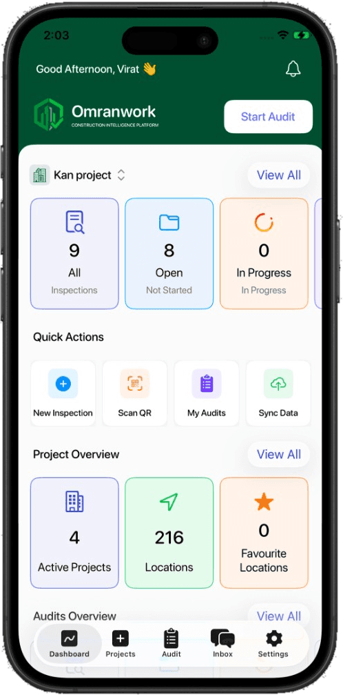 Omranwork dashboard on iPhone